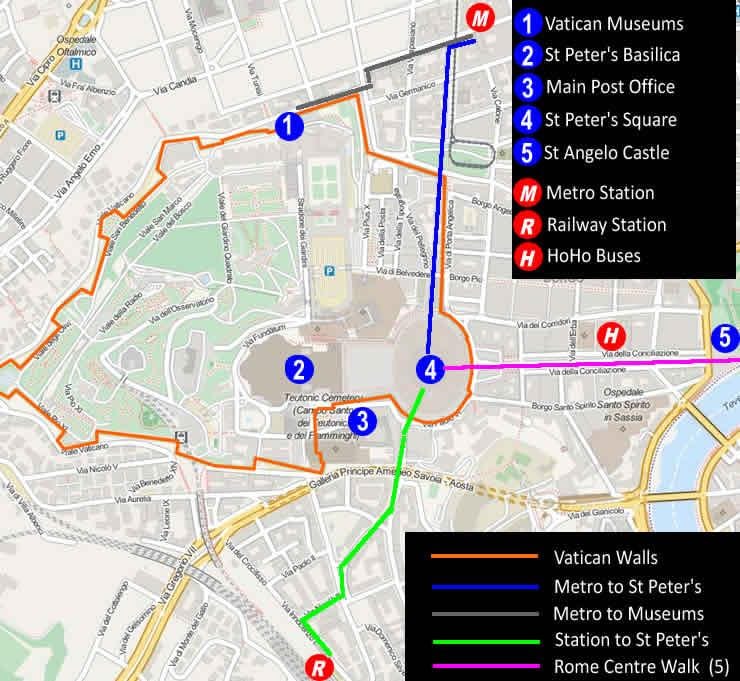 vstup do Vatikánského muzea mapě