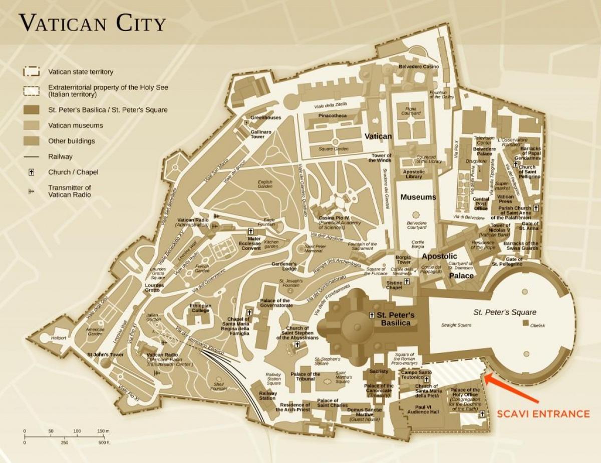 Mapa vykopávky kanceláře Vatikánu